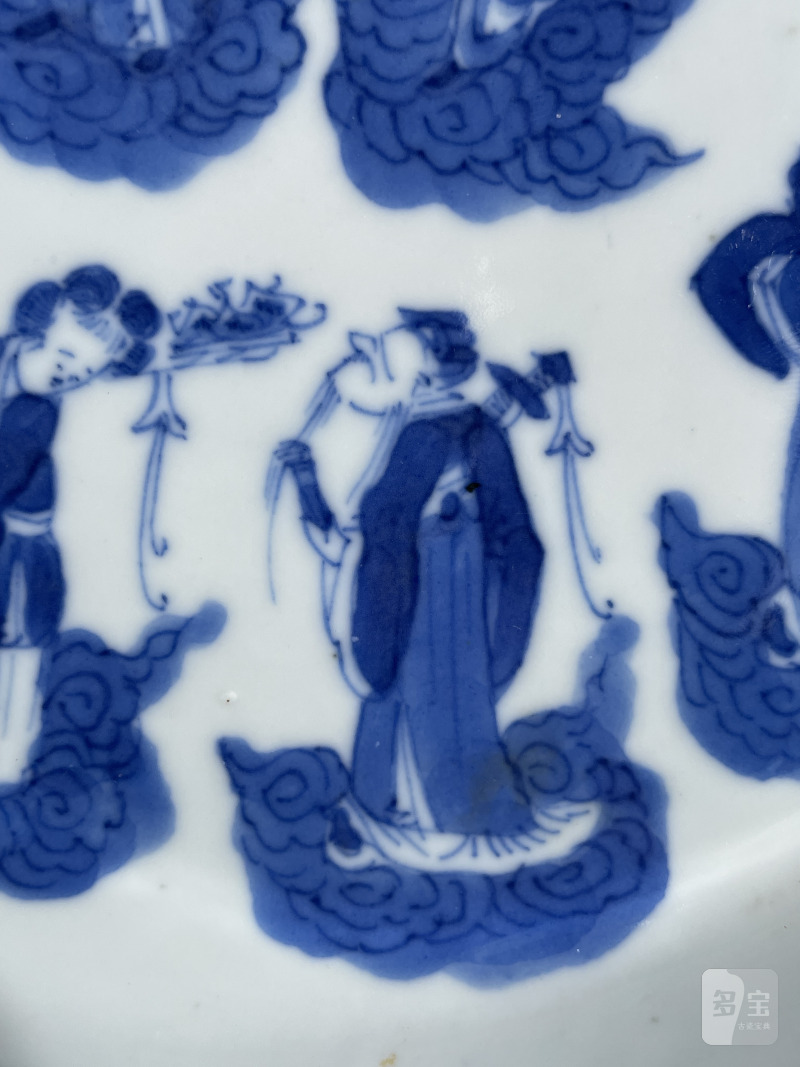 清晚期 青花八仙祝寿图洗 - 图10